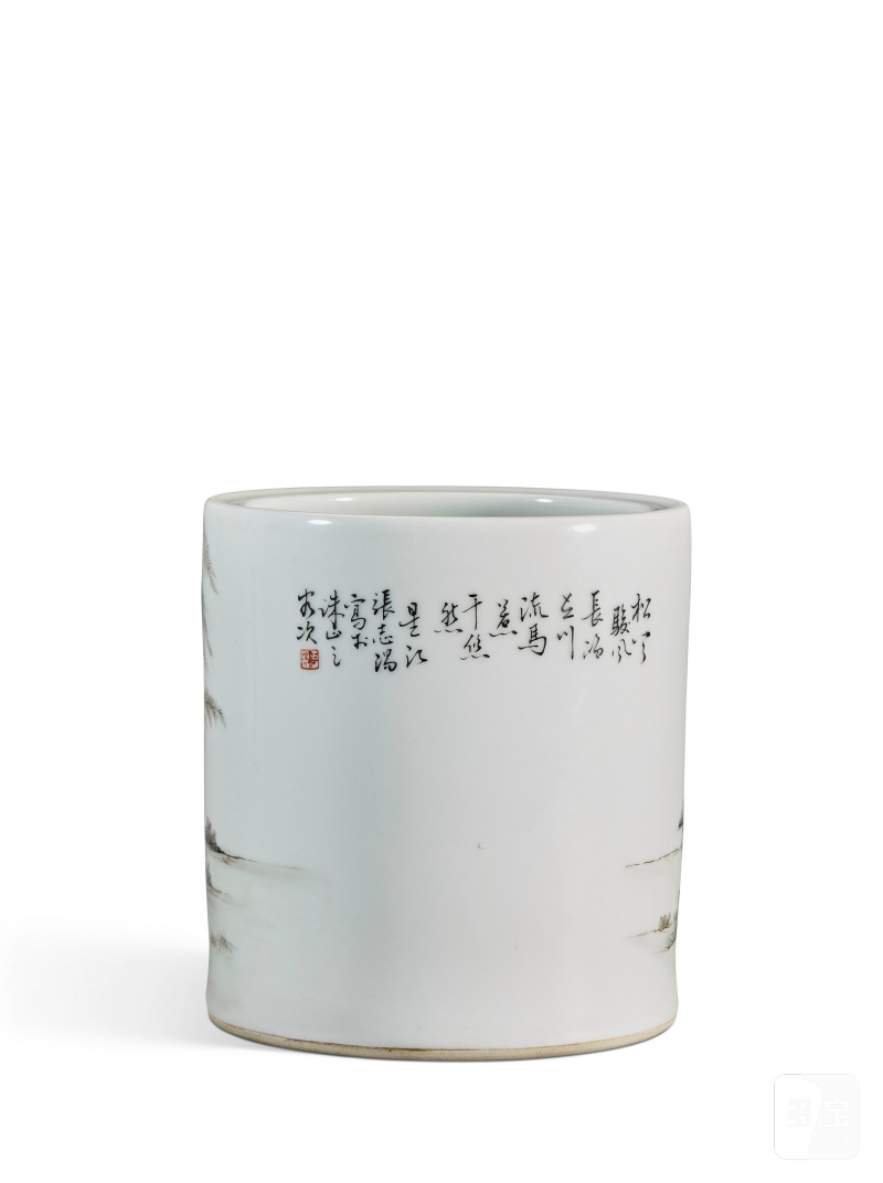 POT À PINCEAUX EN PORCELAINE DE LA FAMILLE ROSE À DÉCOR DE CHEVAUX  CHINE, DÉBUT DU XXE SIÈCLE - 图3